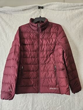 Eddie Bauer Women's Maroon Quilted Packable Puffer Jacket